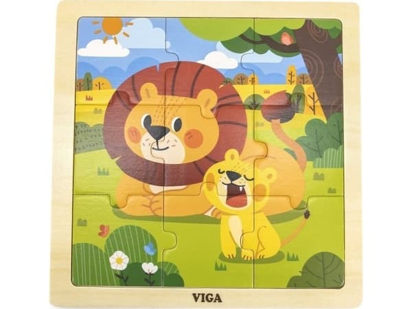 Viga Toys VIGA Handy Wooden Lions Puzzle 9 elementtiä