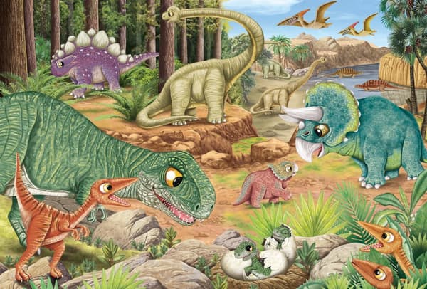 Pussel Skoj med Dinosaurier 3x24 bitar, Schmidt