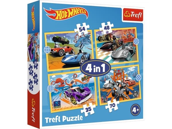 Trefl Puzzle 4w1 Pojazdy Hot Wheels TREFL