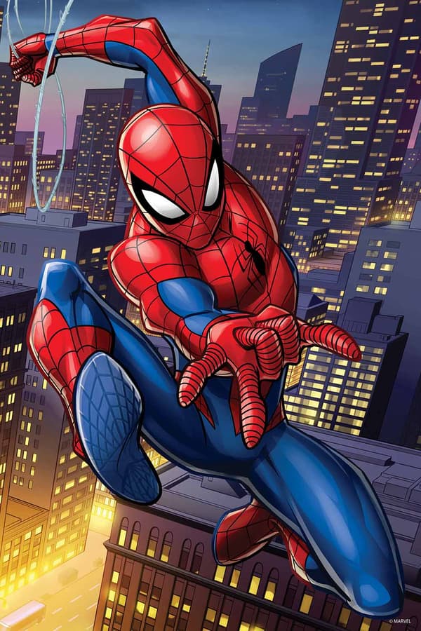Marvel - Spider-Man Lentikulärt pussel med formad plåtask 300 bitar 46x31 cm