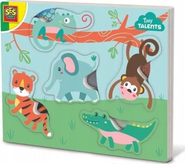 SES Creative Tiny Talents Touch and feel animal puzzle, 5 stykker, Dyr, 1 år