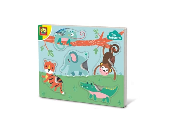 SES Creative Tiny Talents Touch and feel animal puzzle, 5 stykker, Dyr, 1 år