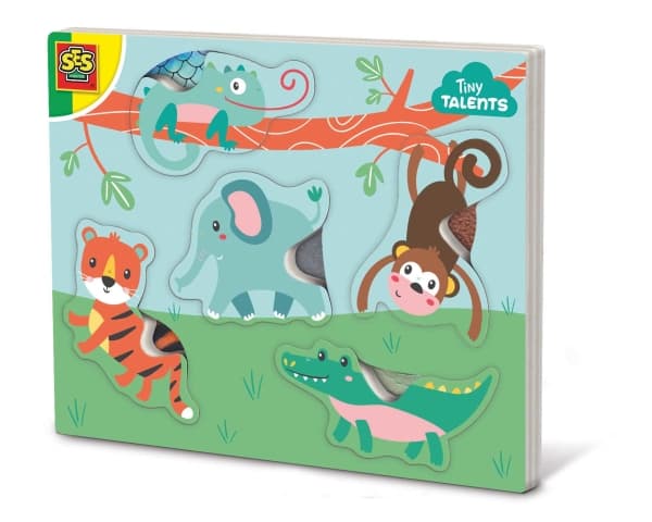 SES Creative Tiny Talents Touch and feel animal puzzle, 5 stykker, Dyr, 1 år