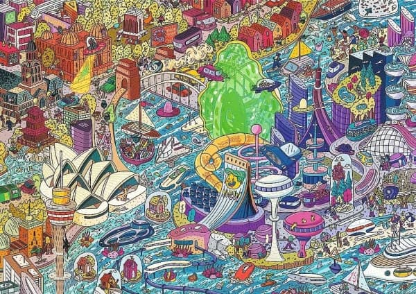 Trefl Puzzle 1000 element?w UFT EYE-SPY Time Travel Sydney Australia