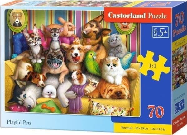 Castorland Puslespill 70 lekne kjæledyr CASTOR