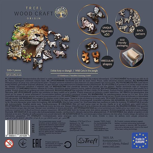 TREFL wooden puzzle Wild cats in the jungle 500+1 pcs