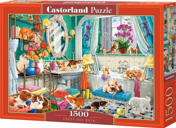 Castorland Puzzle Crazy Badkar för husdjur 1500 element