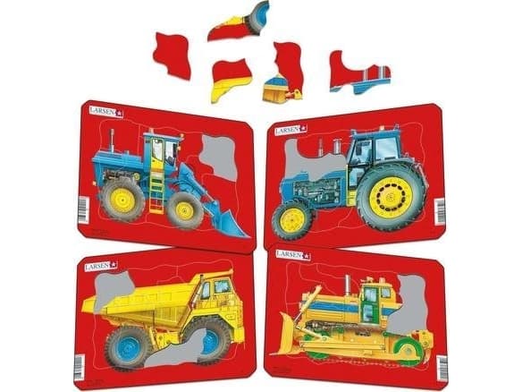 Larsen Mini Tractors,Dump Truck and Bulldozer, 10 pcs Puzzle