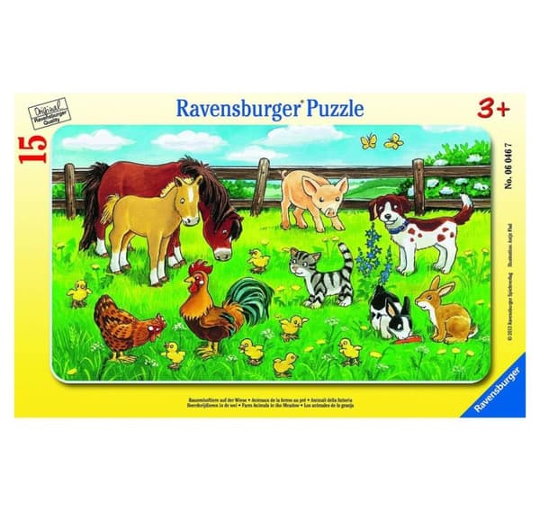 Ravensburger lite brikkepuslespill 15 stk Gårdsdyr på løkke
