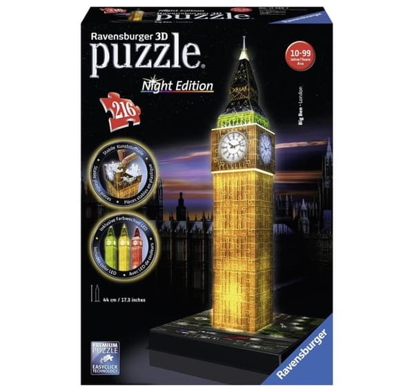 Ravensburger 3D glød i mørket puslespill Big Ben 216 stk