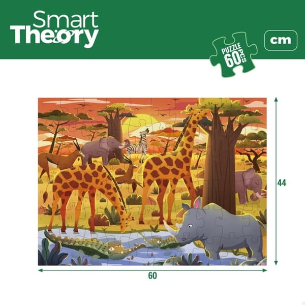 Børne Puslespil Colorbaby Wild Animals 60 Dele 60 x 44 cm (6 enheder)