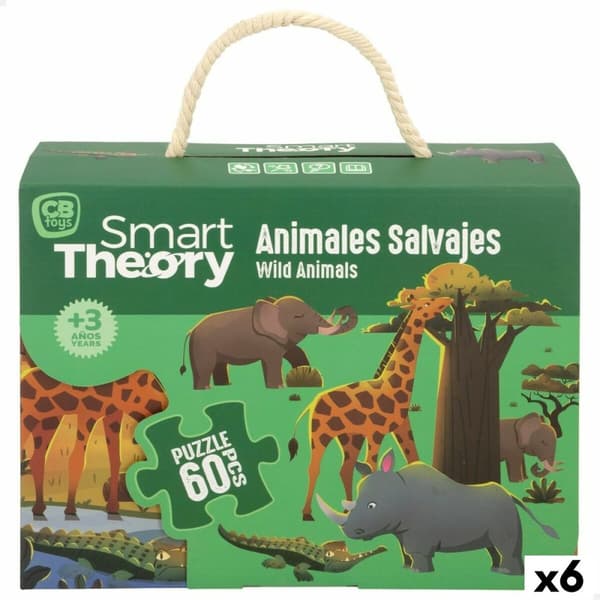 Børne Puslespil Colorbaby Wild Animals 60 Dele 60 x 44 cm (6 enheder)