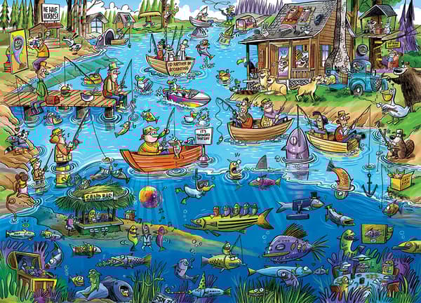 Pussel DoodleTown: Gone Fishing 1000 bitar, Cobble Hill