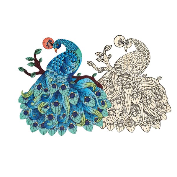 Artefakt Wooden Puzzle - Peacock 132 Brikker