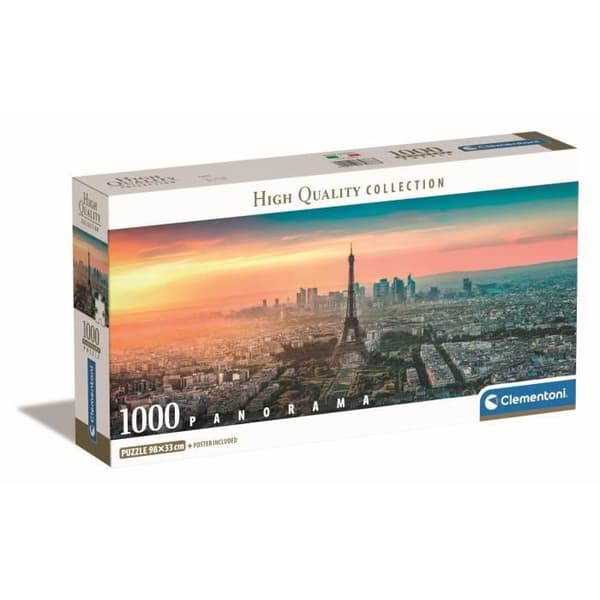 Clementoni - 1000p Panorama Paris - 98 x 33 cm - Med affisch
