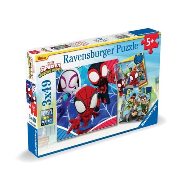 Ravensburger-SPIDERMAN-Pussel 3x49 bitar - Spidey, webbskjutaren-4005556057306-5 år och uppåt