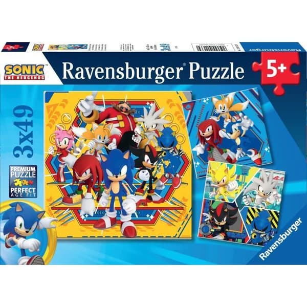 Ravensburger-pussel 3x49 bitar - The Adventures of Sonic-4005555011330-Ages 5 and up