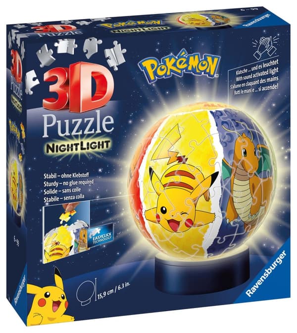 Pokemon Night Light 3D puslespil bold 72 brikker