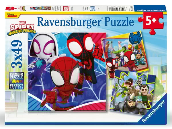 Puslespill Spidey's Adventures 3x49 brikker, Ravensburger
