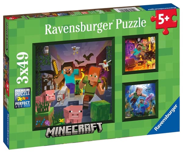 Ravensburger Minecraft Puslespil 3x49 brikker
