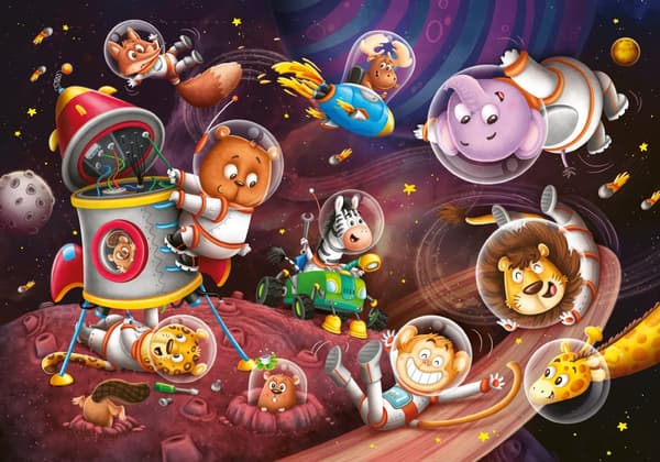 Puslespill Animals In Space 2x12 brikker, Ravensburger