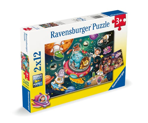 Puslespill Animals In Space 2x12 brikker, Ravensburger