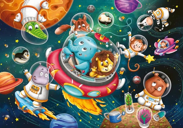 Puslespill Animals In Space 2x12 brikker, Ravensburger