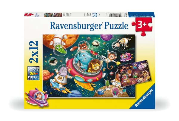 Puslespill Animals In Space 2x12 brikker, Ravensburger