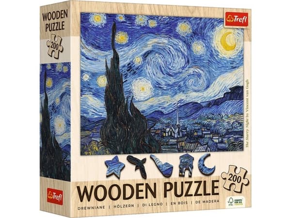 Trefl Träpussel 200 element Stjärnklar natt Vincent van Gogh