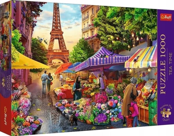 Trefl Pussel 1000 element Premium Plus Kvalitet Blomstermarknad, Paris