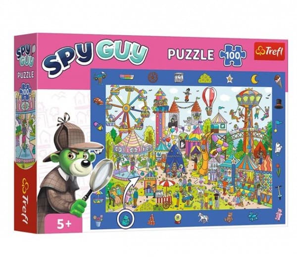 Trefl Puzzle 100 elementtiä Havainnollinen Spy Guy Happy Town - onnellinen kaupunki