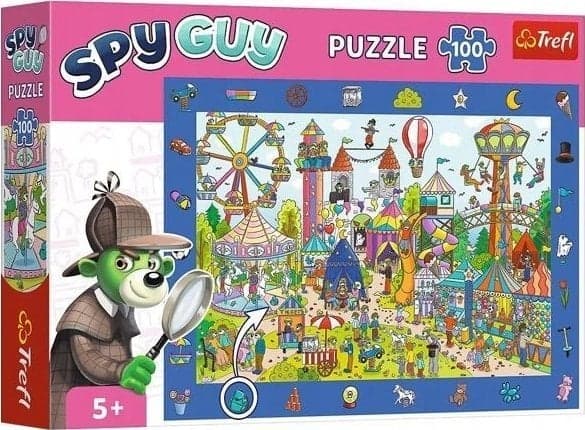 Trefl Puzzle 100 elementtiä Havainnollinen Spy Guy Happy Town - onnellinen kaupunki
