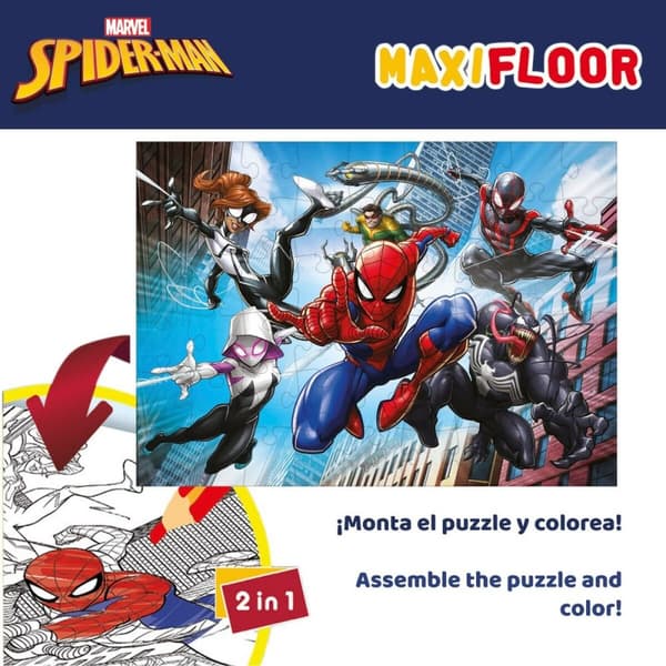 Barnpussel Spider-Man Dubbelsidig 4-i-1 48 Delar 35 x 1,5 x 25 cm (6 antal)