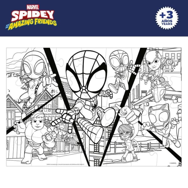 Barnpussel Spidey Dubbelsidig 50 x 35 cm 24 Delar (12 antal)