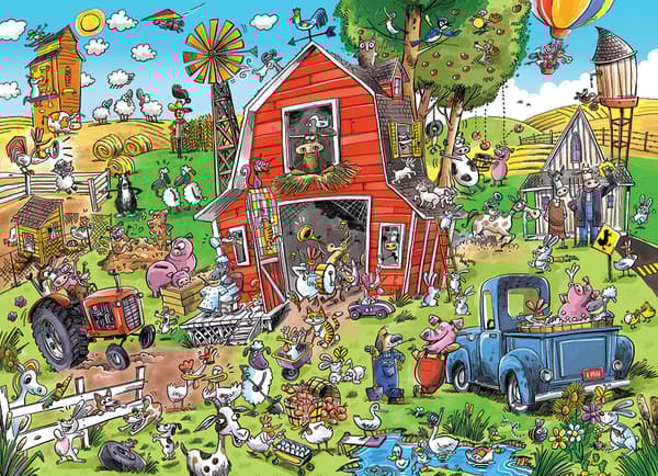 Pussel DoodleTown: Farmyard Folly 1000 bitar, Cobble Hill