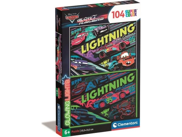 Clementoni CLE puzzle 104 Glowing Cars Glow Racers 25758
