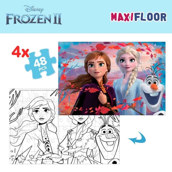Børne Puslespil Frozen Dobbeltsidet 4-i-1 48 Dele 35 x 1,5 x 25 cm (6 enheder)