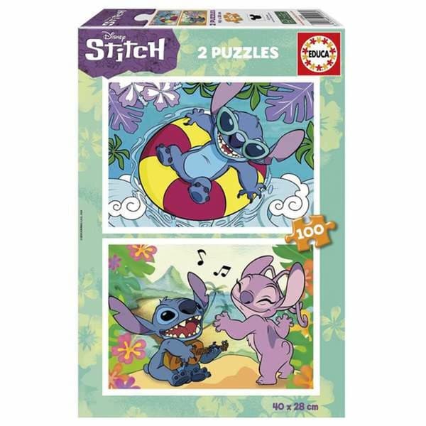 Sæt med 2 Puslespil Stitch 100 Dele