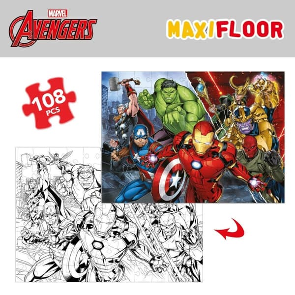 Barnpussel The Avengers Dubbelsidig 108 Delar 70 x 1,5 x 50 cm (6 antal)