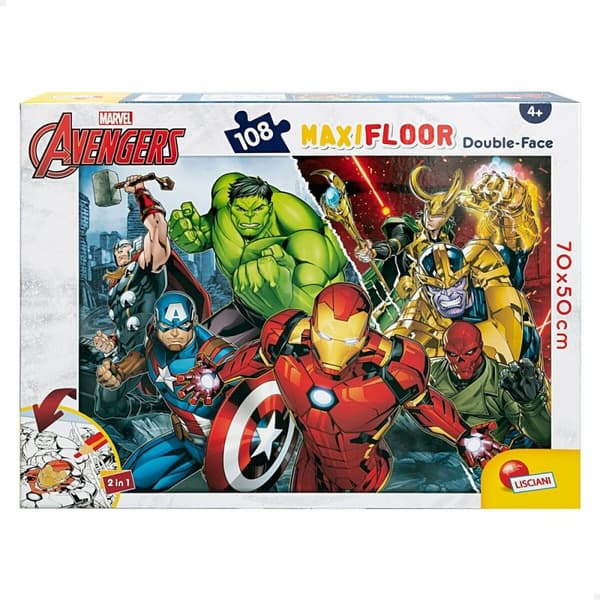 Barnpussel The Avengers Dubbelsidig 108 Delar 70 x 1,5 x 50 cm (6 antal)