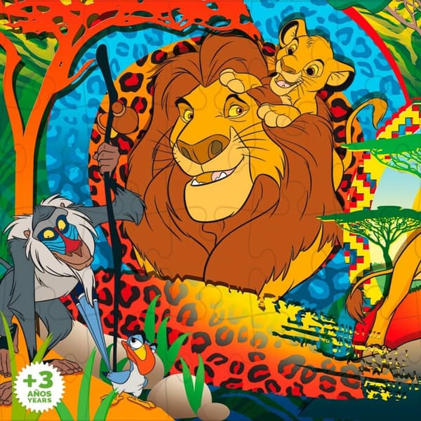 Barnpussel The Lion King Dubbelsidig 24 Delar 70 x 1,5 x 50 cm (12 antal)