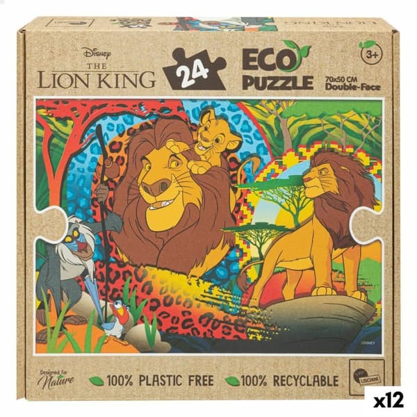 Barnpussel The Lion King Dubbelsidig 24 Delar 70 x 1,5 x 50 cm (12 antal)