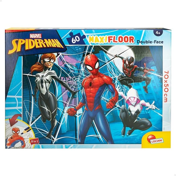 Børne Puslespil Spider-Man Dobbeltsidet 60 Dele 70 x 1,5 x 50 cm (6 enheder)