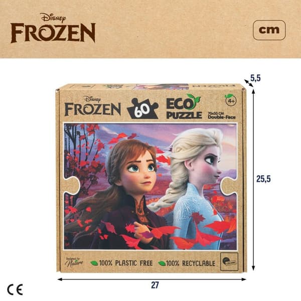 Børne Puslespil Frozen Dobbeltsidet 60 Dele 70 x 1,5 x 50 cm (12 enheder)