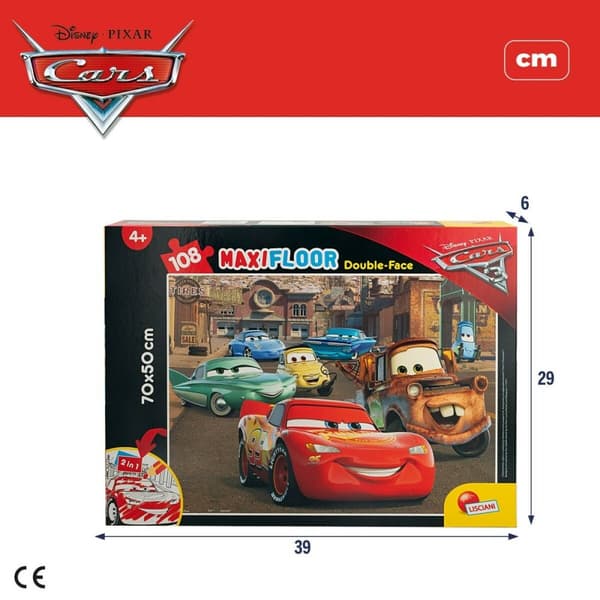 Lasten palapeli Cars Kaksipuolinen 108 Kappaletta 70 x 1,5 x 50 cm (6 osaa)