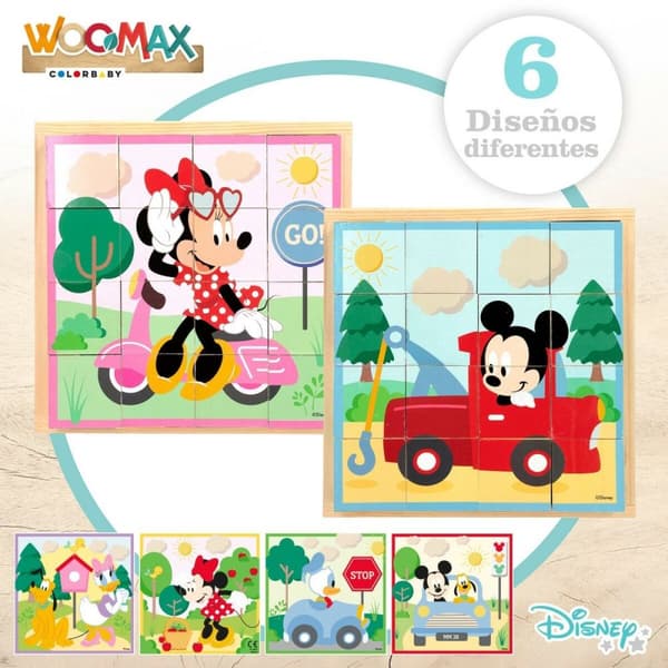 Børne Puslespil af Træ Disney + 3 år (6 enheder)
