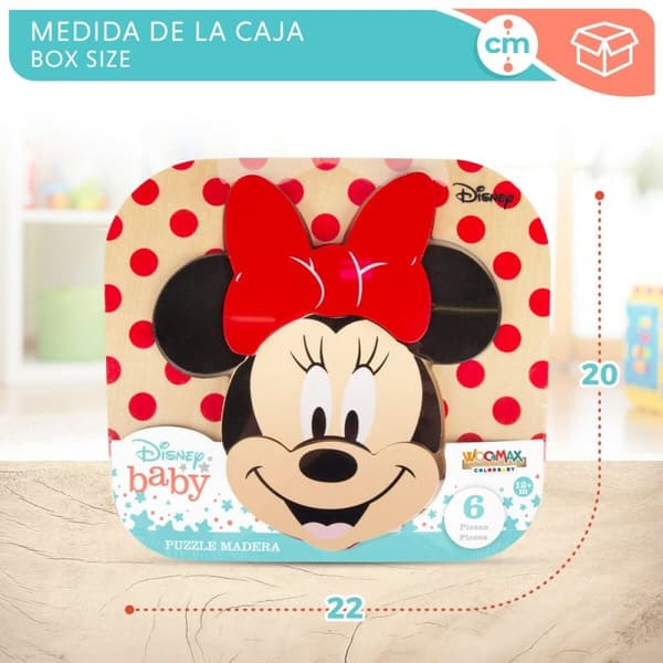 Børne Puslespil af Træ Disney Minnie Mouse + 12 måneder 6 Dele (12 enheder)