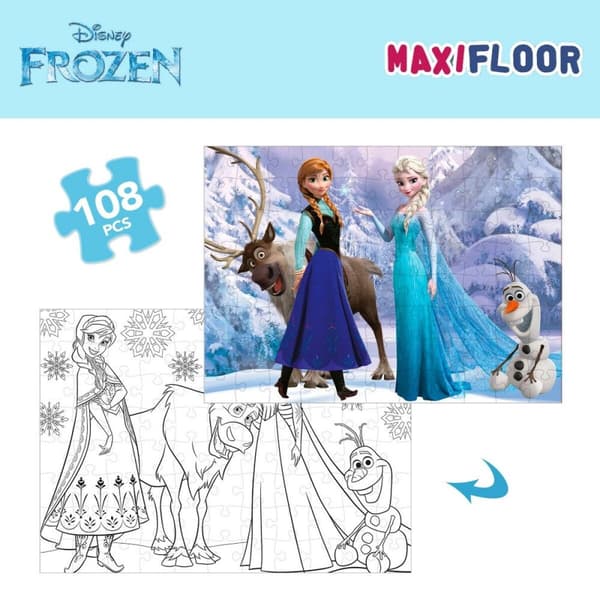 Barnepuslespill Frozen Dobbeltsidig 108 Deler 70 x 1,5 x 50 cm (6 enheter)