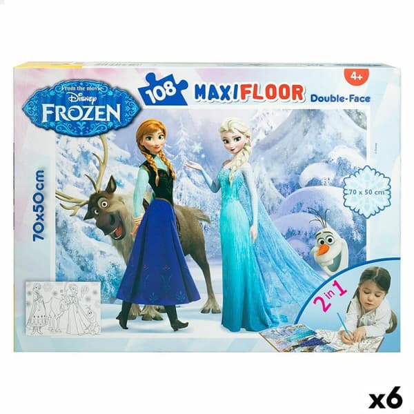 Barnepuslespill Frozen Dobbeltsidig 108 Deler 70 x 1,5 x 50 cm (6 enheter)