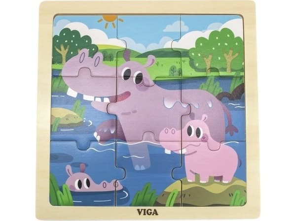 Viga Toys VIGA Handy Trepuslespill Flodhester 9 deler